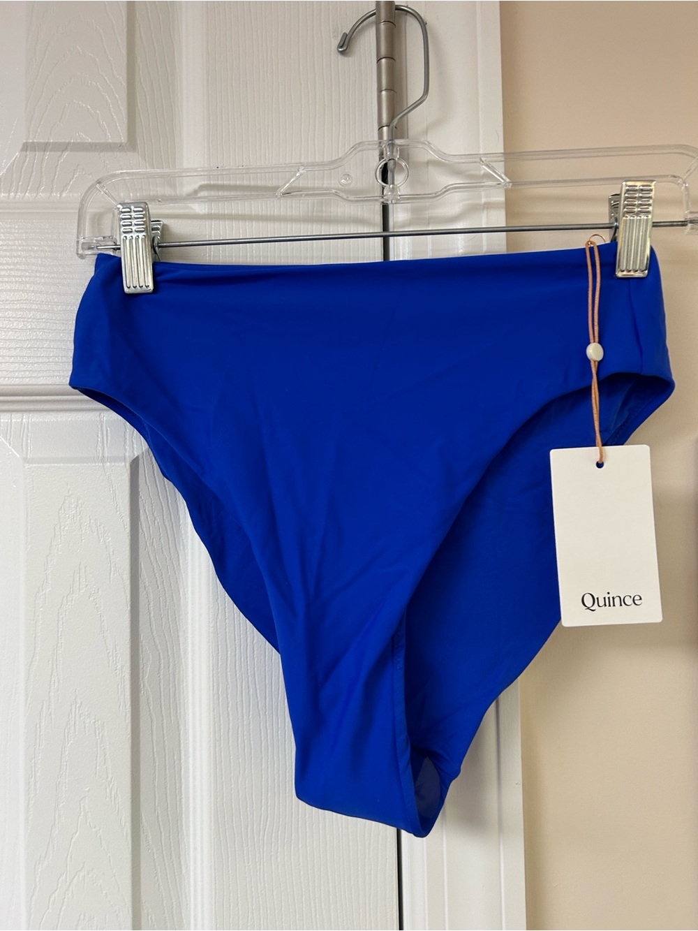 NWT Quince Italian High-Rise High-Leg Bikini Bottom in Electric Blue
